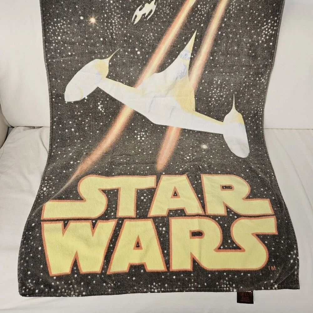 Vintage Star Wars Naboo StarFighter Beach Towel Anakin Phantom Menace 54”x27”